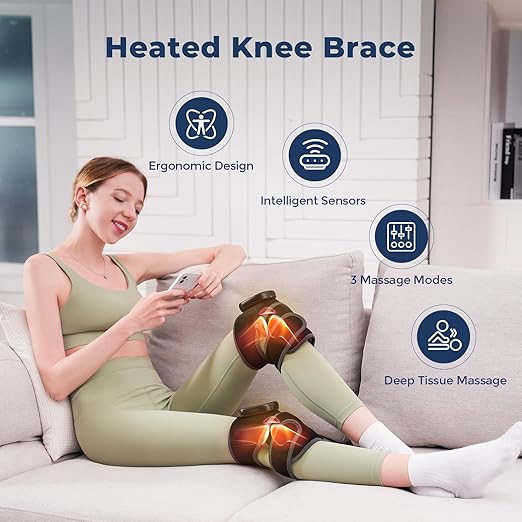 Heated Knee Massager with Heat & Vibration Therapy – Pain Relief & Joint Support