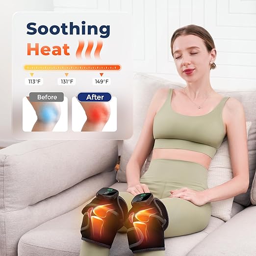 Heated Knee Massager with Heat & Vibration Therapy – Pain Relief & Joint Support